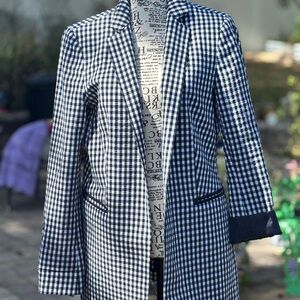Tommy Hilfiger Navy and White Gingham Blazer